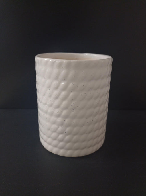 Modern White Cylindrical Ceramic Plant Pot - Front View