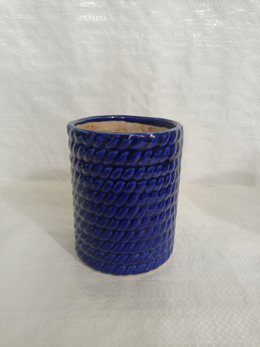 Blue ceramic plant pot