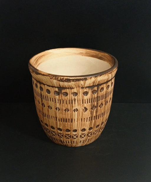 Carving Design on Coffee Ceramic Pot