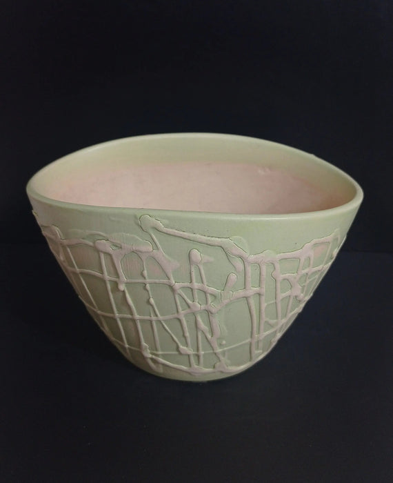 Green Ceramic Pot with Drainage Hole
