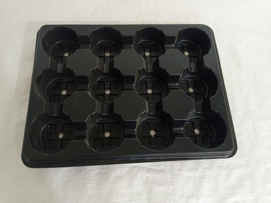 Black Round Spacing Tray (12 Cells) - CGASPL