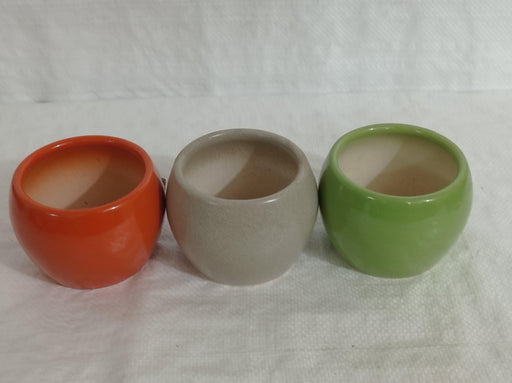 Three Matka Shaped Ceramic Pots - Ideal for Small Plants