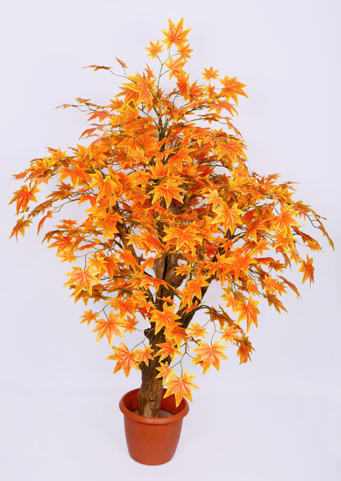 Artificial Maple Orange Tree in Coffee Wood with Branches - 4 Feet - CGASPL
