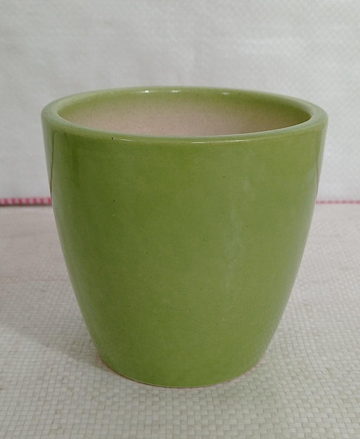 Ceramic pot in parrot green color