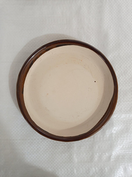 Brown ceramic pot with bottom tray included