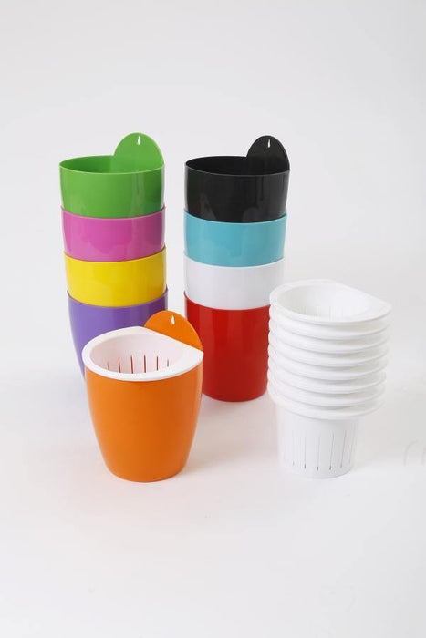 White-White Self Watering Hanging Planter Flower Pot - CGASPL