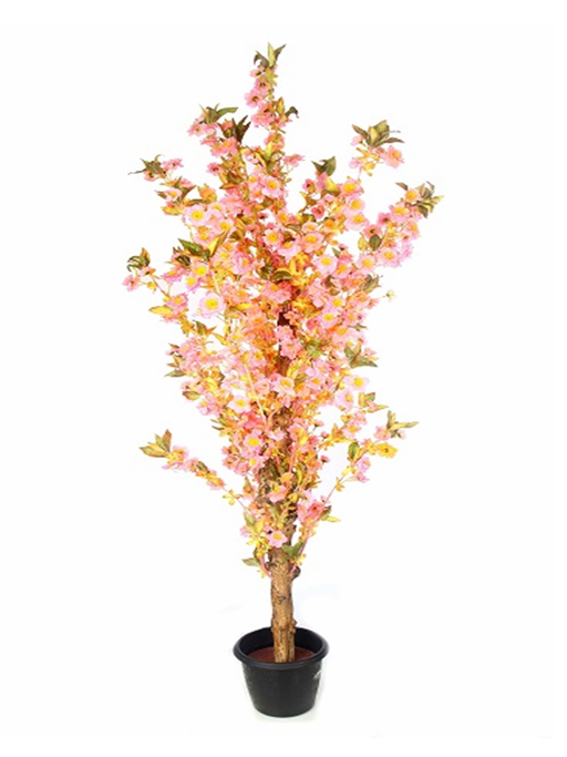 Artificial Peach Pink Blossom Tree in Coffee Wood Stick - 6 feet - CGASPL