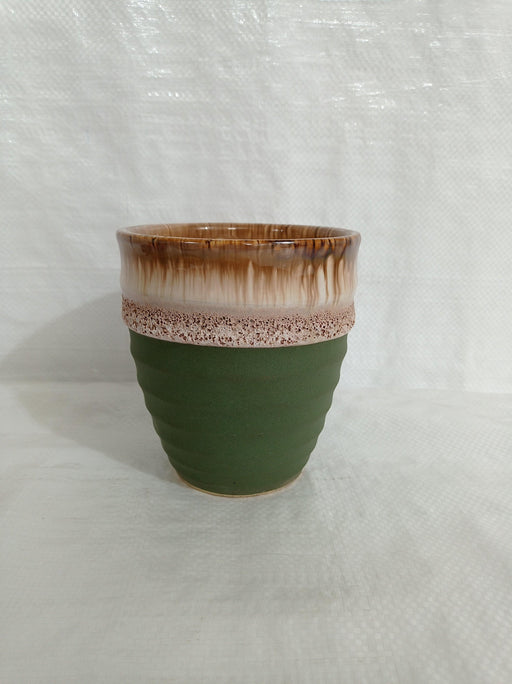 Green and coffee decorative planter set