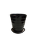 Small black ceramic plant pot with striped design