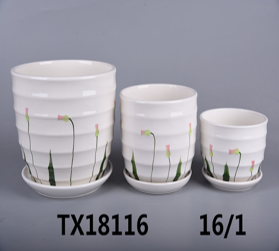 Minimalistic Ceramic Flower Pots - Set of 3 | White – ChhajedGarden.com