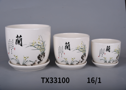 Ceramic Pot White TX33100 (Pack of 3)