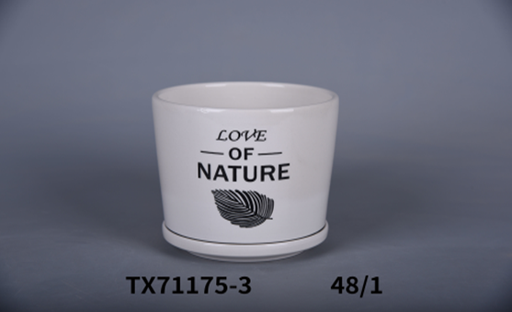 White and black nature-themed pot