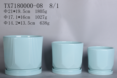 Ceramic Pots  Sky Blue TX7180 ( Pack of 3 )