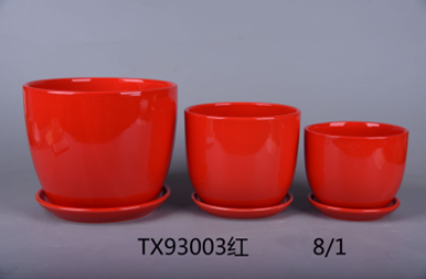 Creative Simple Ceramic Bright Red Pot - Set of 3 | Ideal for Table Top ...