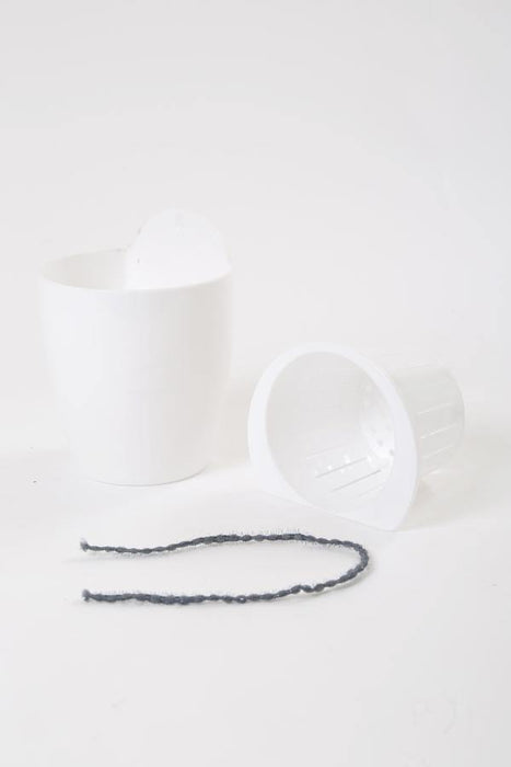 White-White Self Watering Hanging Planter Flower Pot - CGASPL