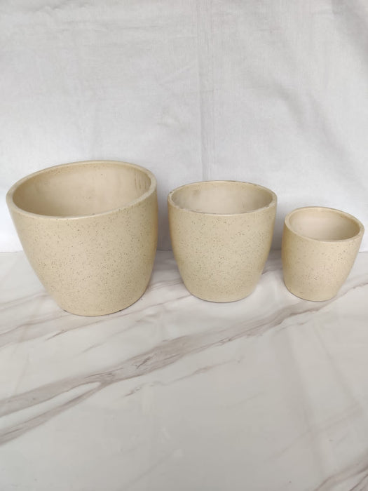 Ceramic Pot White (Pack of 3 )