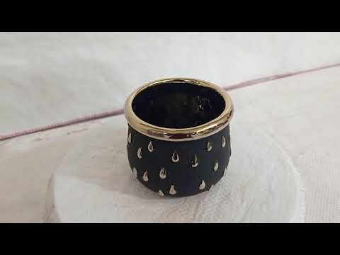 Black and gold ceramic pot for enhancing interior ambiance