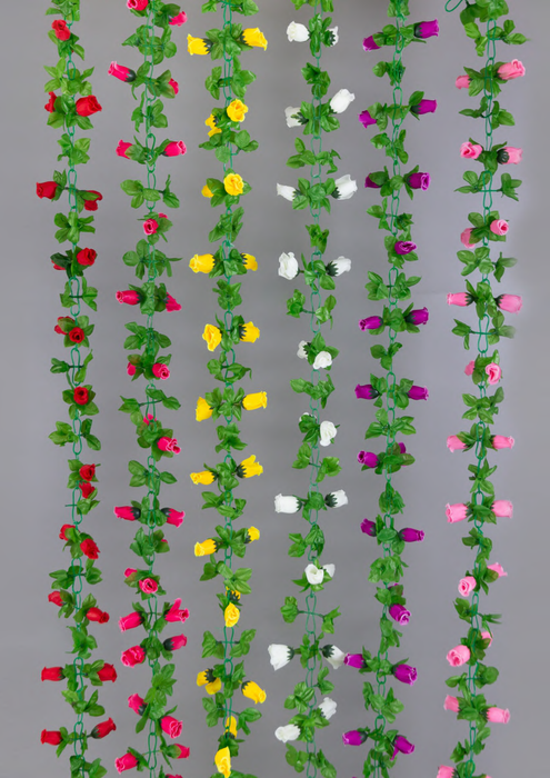 Artificial 2901 A Big Rose Bud Chain Garland 7.5 ft-Pack of 18 - CGASPL
