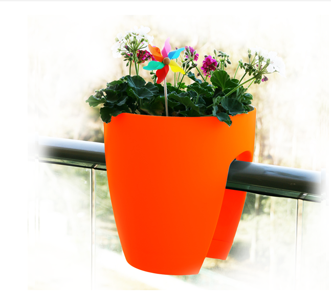 High Quality Plastic Balcony Railing Planter (Orange-Green-Red Combos) (Pack of 3) - CGASPL