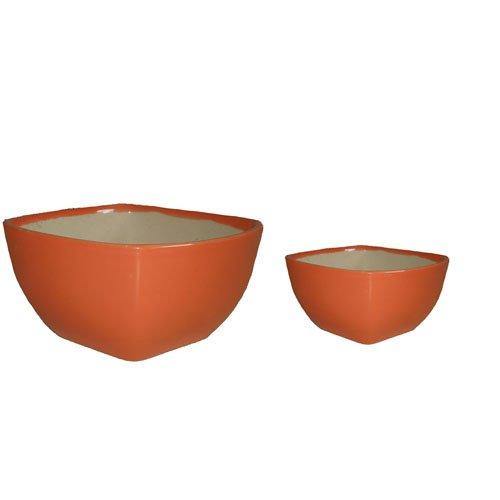 Ceramic Pot Orange Combo Set (Square Shape)