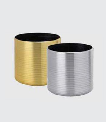 Aluminium Ribbed Cylinder Pot (Chrome) 