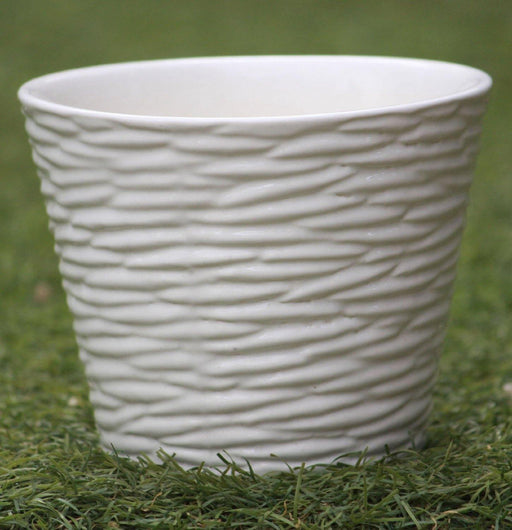 Modern Ribbed Design Ceramic Plant Pot