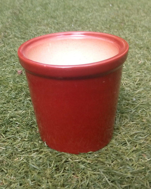 Vibrant Red Round Ceramic Planters - Set of 3