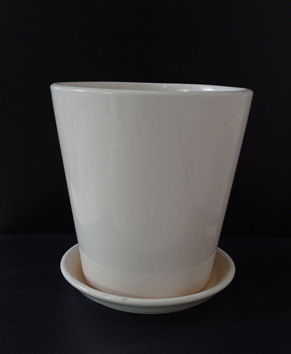 Small plain white ceramic pot for indoor plants