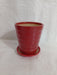 Small red striped ceramic plant pot