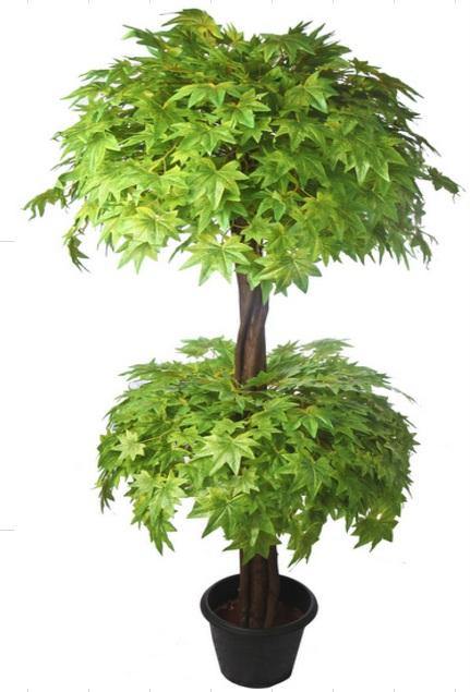 Artificial Maple Double Topiary Plant Green 5'
